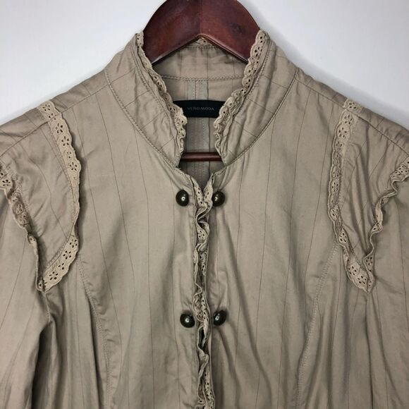 Vero Moda Tan Beaded Lace Blazer Medium Neutral Minimalist 100% Cotton - Picture 3 of 13